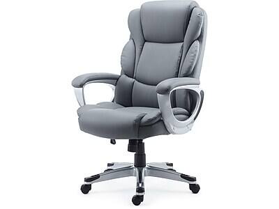 Alt View 3. Staples - Staples Mcallum Ergonomic Bonded Leather Swivel Manager Chair, Gray (51474) - Gray.