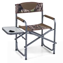 Costway - Folding Camping Chair, Lightweight Portable Directors Chair with Side Table - Camouflage