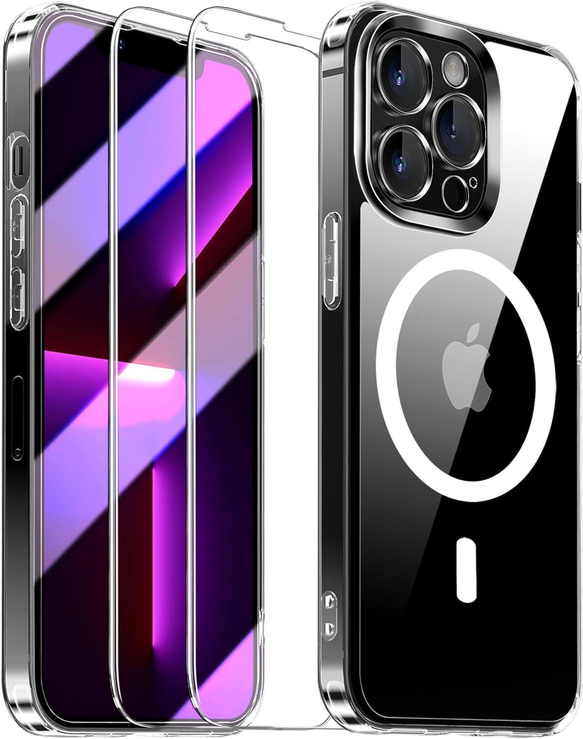 Entronix - iPhone 13 Pro Max Bundle: Magnetic Case with 2 Screen Protectors - Clear