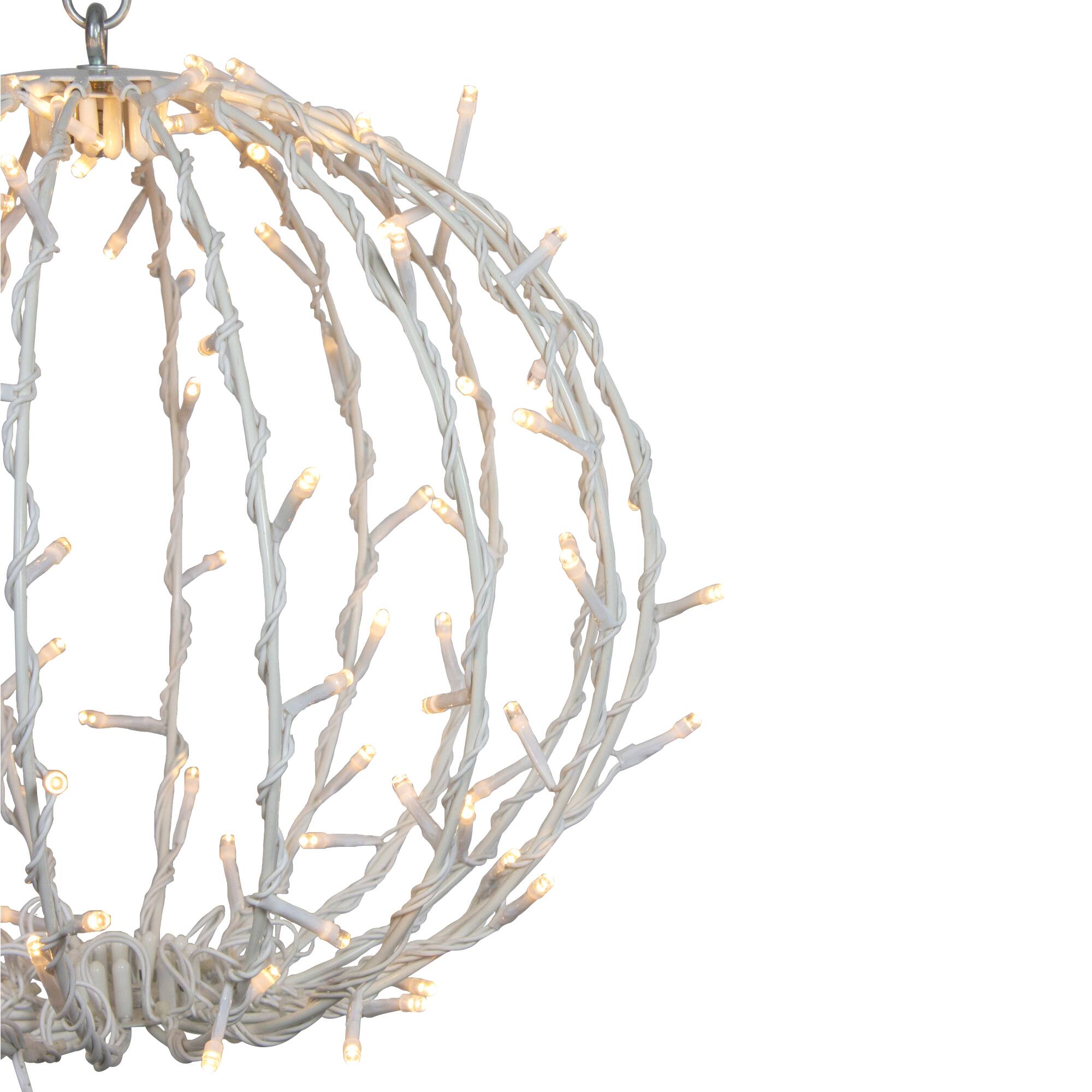 Alt View 5. Northlight - LED Lighted 3D Hanging Sphere Christmas Decoration – Warm White - 13" - White.