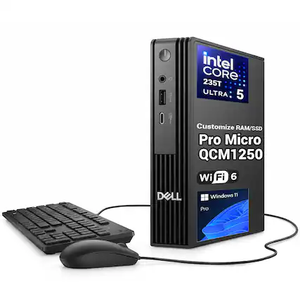 Intel Core 235T Ultra 5
Customize RAM/SSD
Pro Micro QCM1250
Wi-Fi 6
Windows 11 Pro