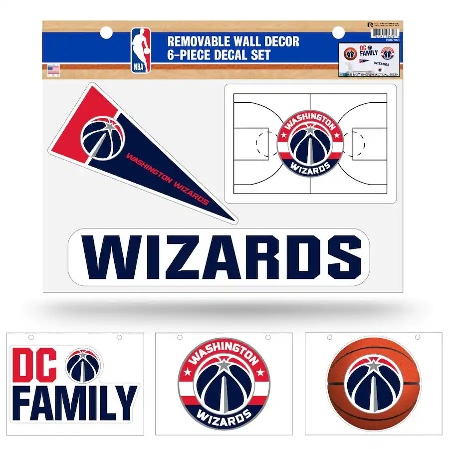 Rico Industries Washington Wizards NBA Set of 6 Removable Wall Decal ...