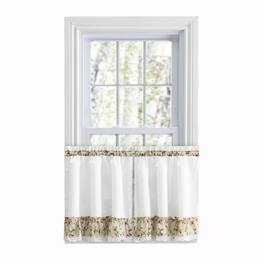 Ellis Curtain - Cherries Ruffled 1.5" Rod Pocket Window Curtain Tiers 58"x36" - Natural