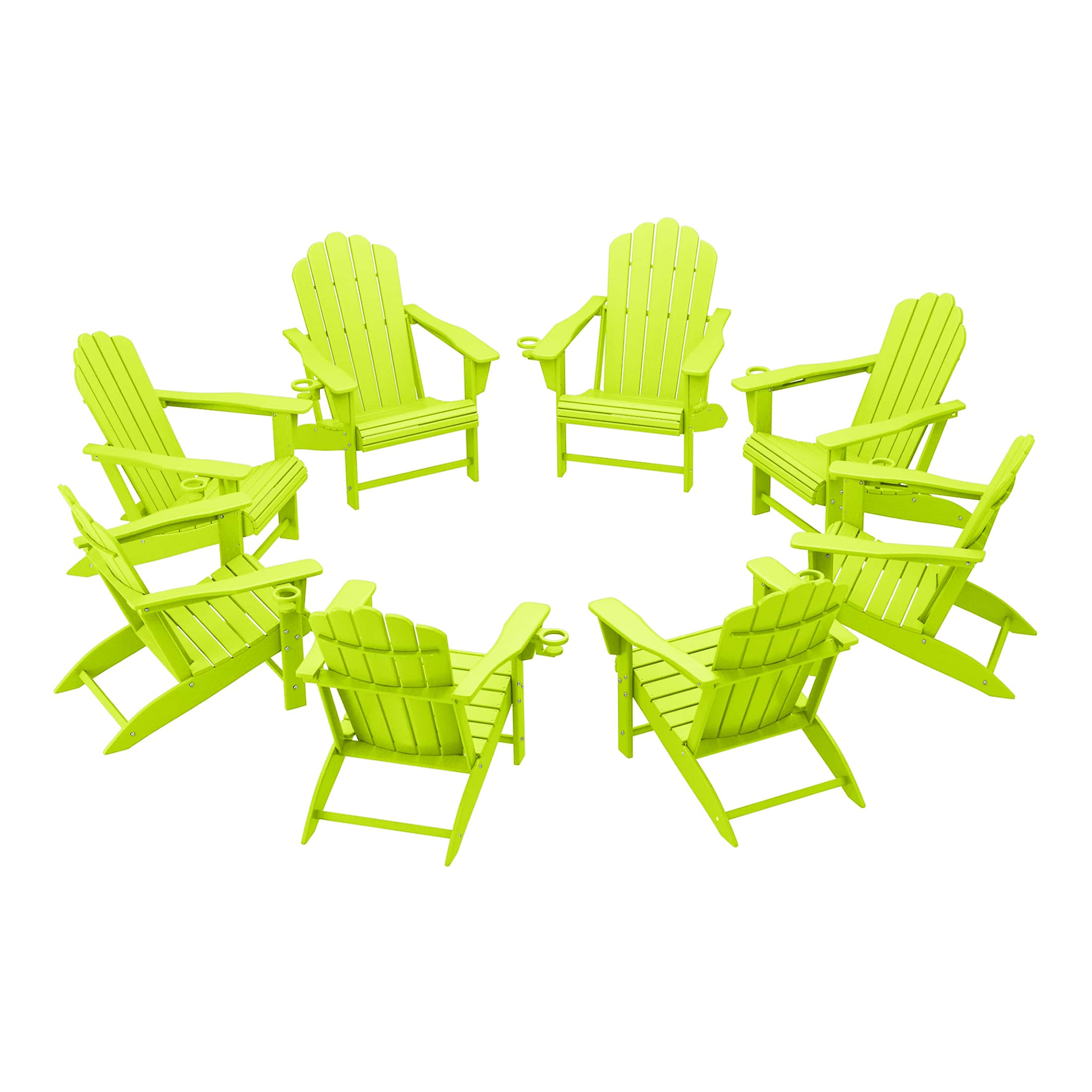 WestinTrends - Highland Outdoor Patio HDPE Adirondack Chairs With Cup Holders (Set of 8) - Lime price history on PriceWatchPro