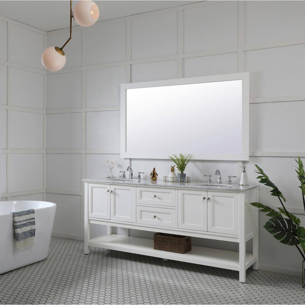 Alt View 2. Elegant Decor - Aqua rectangle vanity mirror 60 inch in White - White.