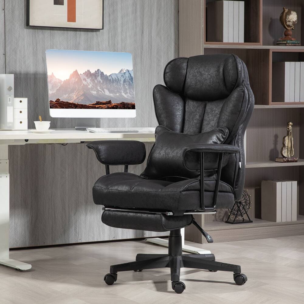 Alt View 6. Loheer - Loheer Big & Tall Office Chair, Heavy-Duty 396 lbs, Footrest, Lumbar Support, Reclining Executive Chair, Black - Black.