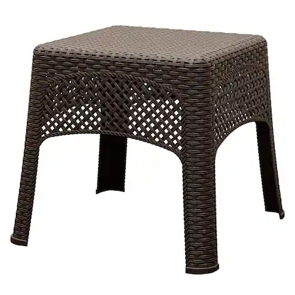 Front. Adams - Adams Earth Brown Square Resin Woven Side Table - Brown.