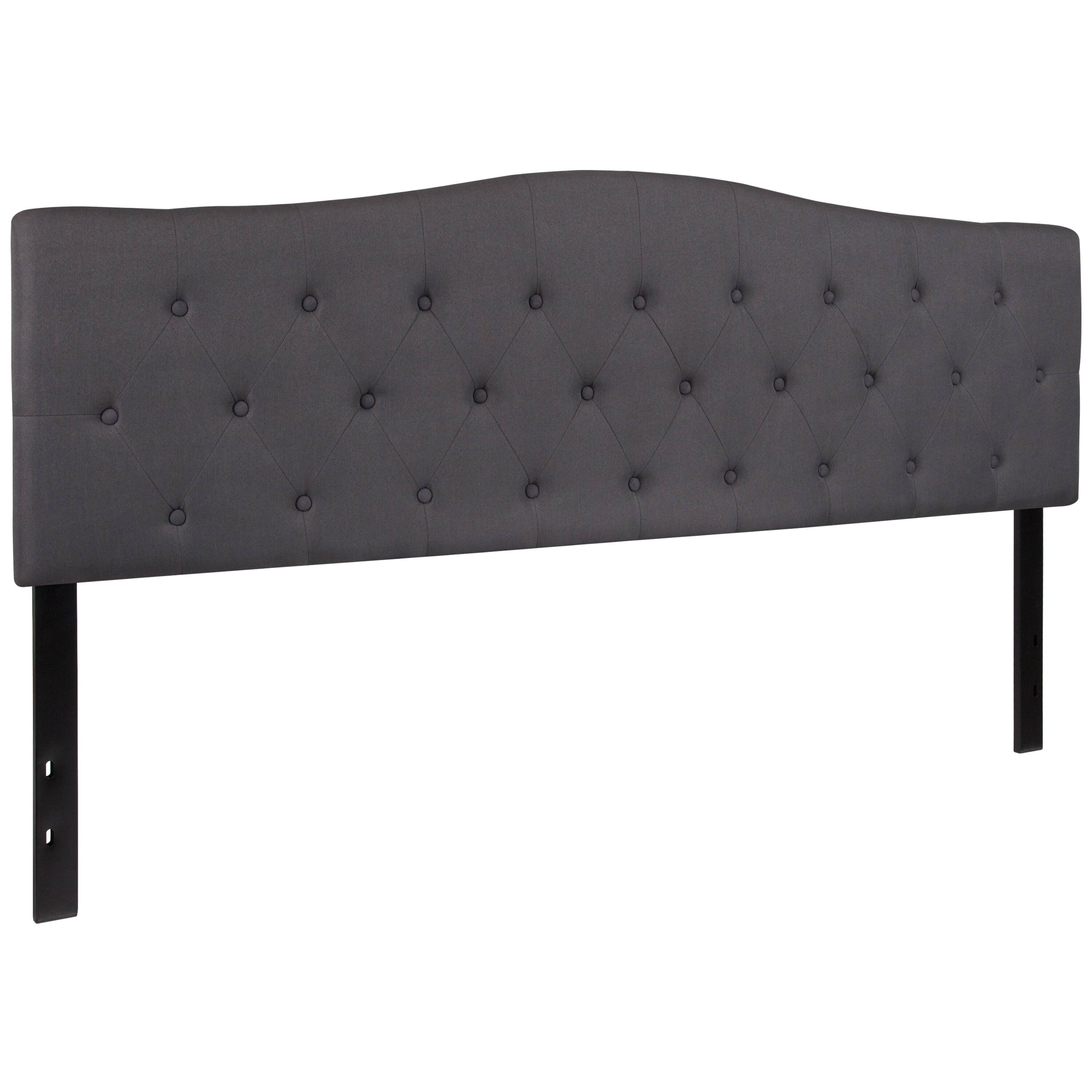 Alt View 8. Emma + Oliver - Arched Button Tufted Upholstered Headboard - Dark Gray.