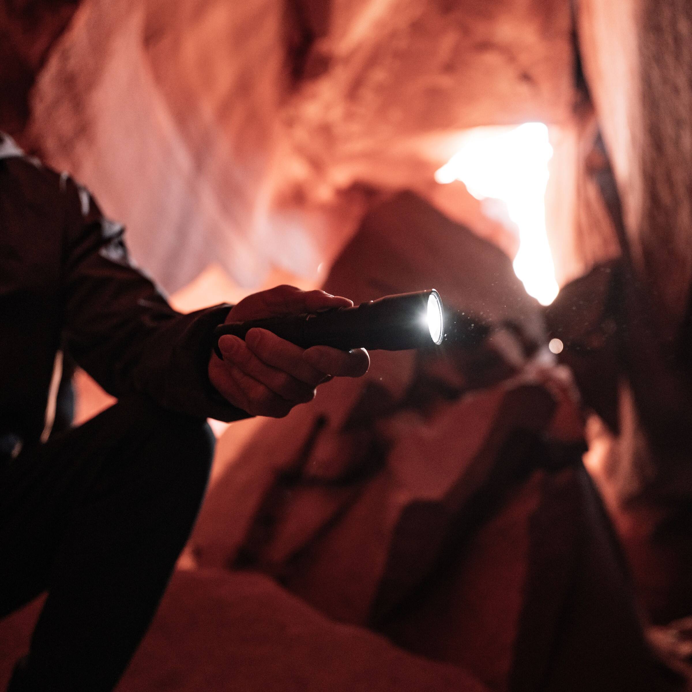 Left. LUXPRO - Dual-Power Focusing LED Flashlight, 1253 Lumens - Black.