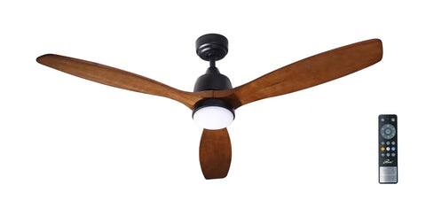 Front. iLIVING - 60" 6-Speed 3-Blade Wood Ceiling Fan with LED Light & Remote, Reversible DC Motor, 3 Color Light, Indoor/Outdoor - Walnut.