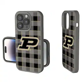 Keyscaper - NCAA - Purdue Boilermakers Plaid Soft Touch iPhone Case - 14 - Gray