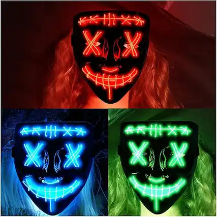 Front. Acekool - 3 PACK Halloween Scary Mask LED Mask LED Purge Mask LED Light Up Mask.
