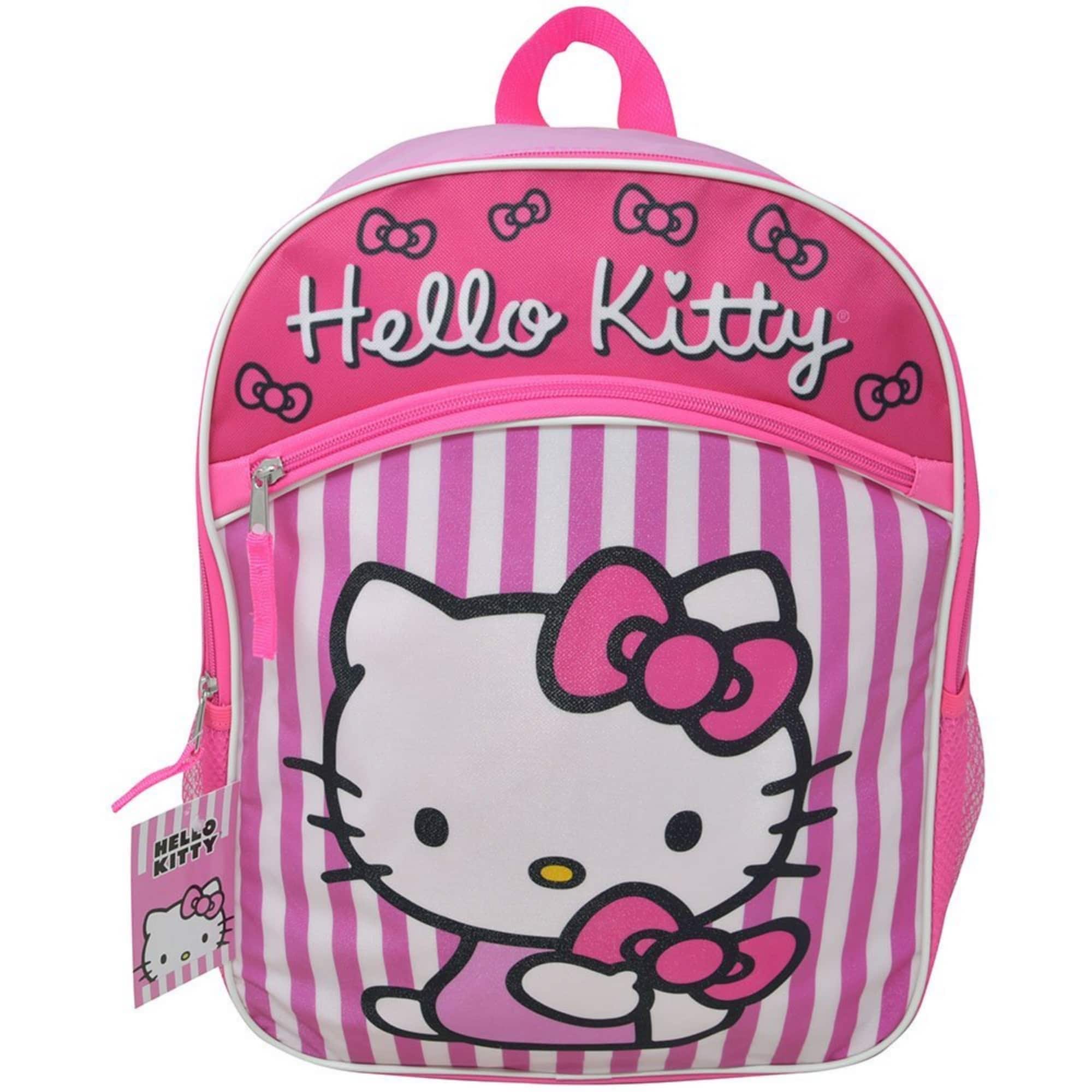 Hello Kitty - 16” Backpack with Front Pocket Iconic Character Design - Black