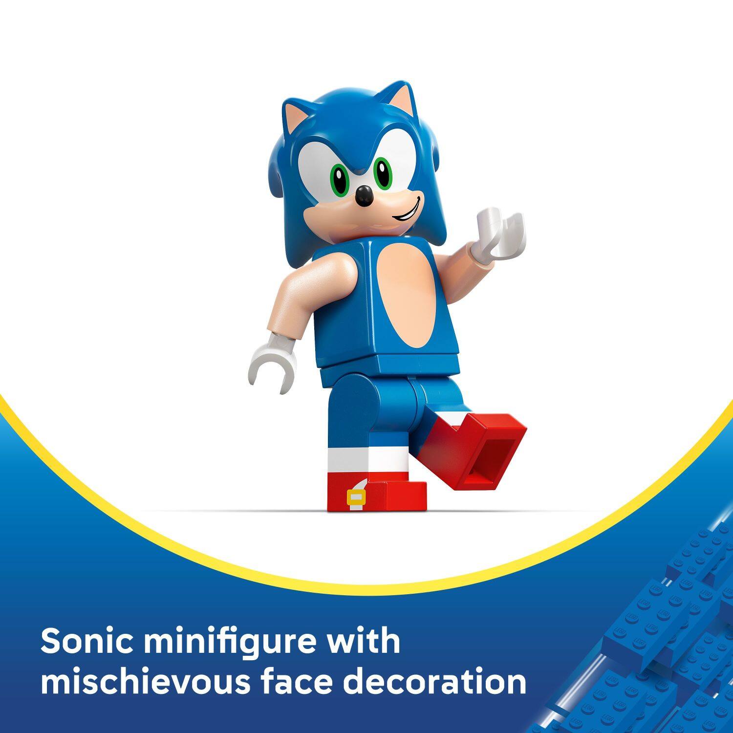 1 - Sonic minifigure with mischievous face decoration