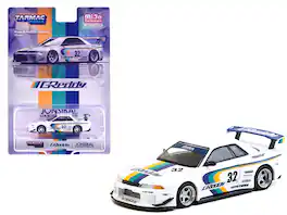 Nissan Skyline GT-R (R32) Widebody RHD #32 "Greddy - Jonsibal Designworks" White with Stripes 1/64 Model by Tarmac Works