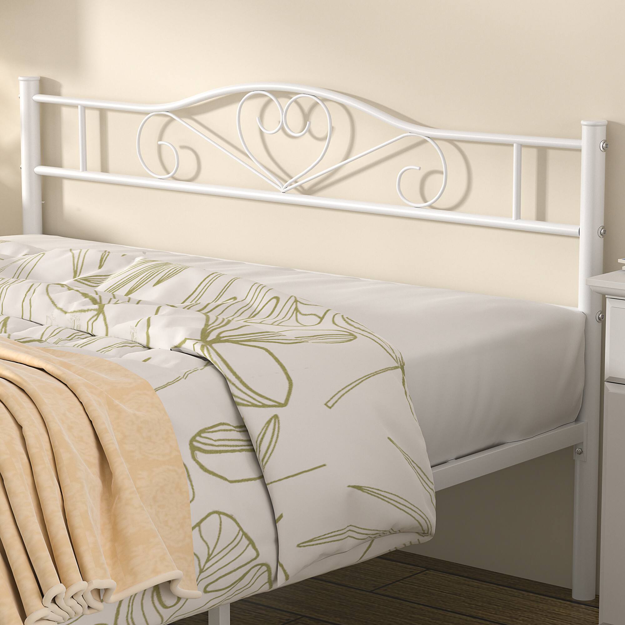 Back. Vecelo - Full Size Metal Bed Frame with Headboard & Footboard - Heavy Duty 660 lbs Capacity, Ornamental Design & Non-Slip Pads - Black.