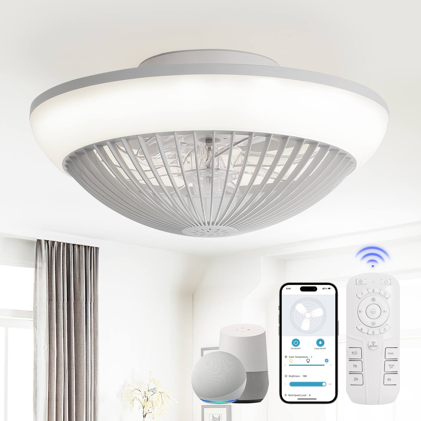 Color Temperature, Brightness, 1h, 2h, 4n, +, -, 5