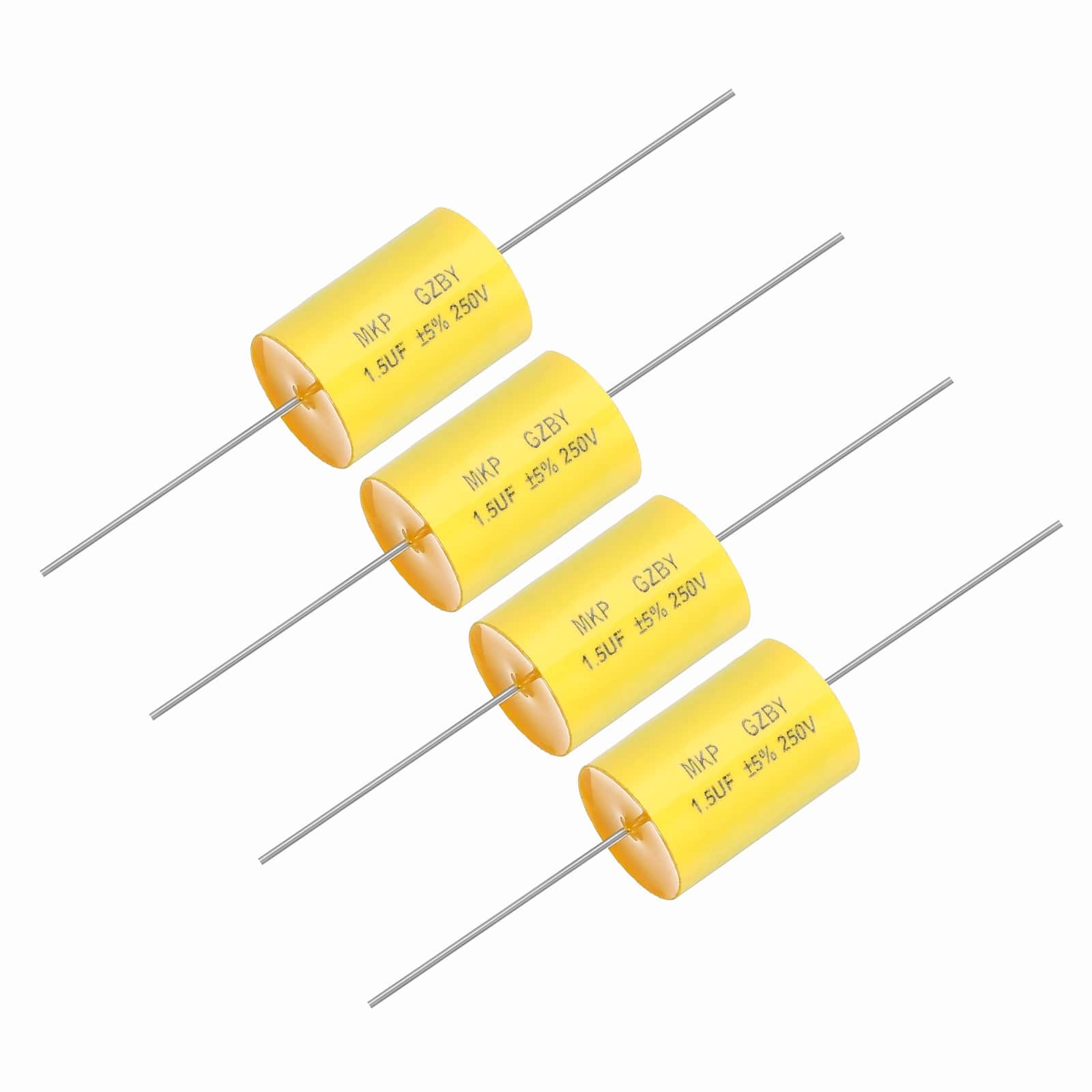 Unique Bargains - 4pcs 1.5uf Frequency Divider Capacitor, 250V Axial Audio Speaker Crossover MKP Film Capacitor - Yellow price history on PriceWatchPro