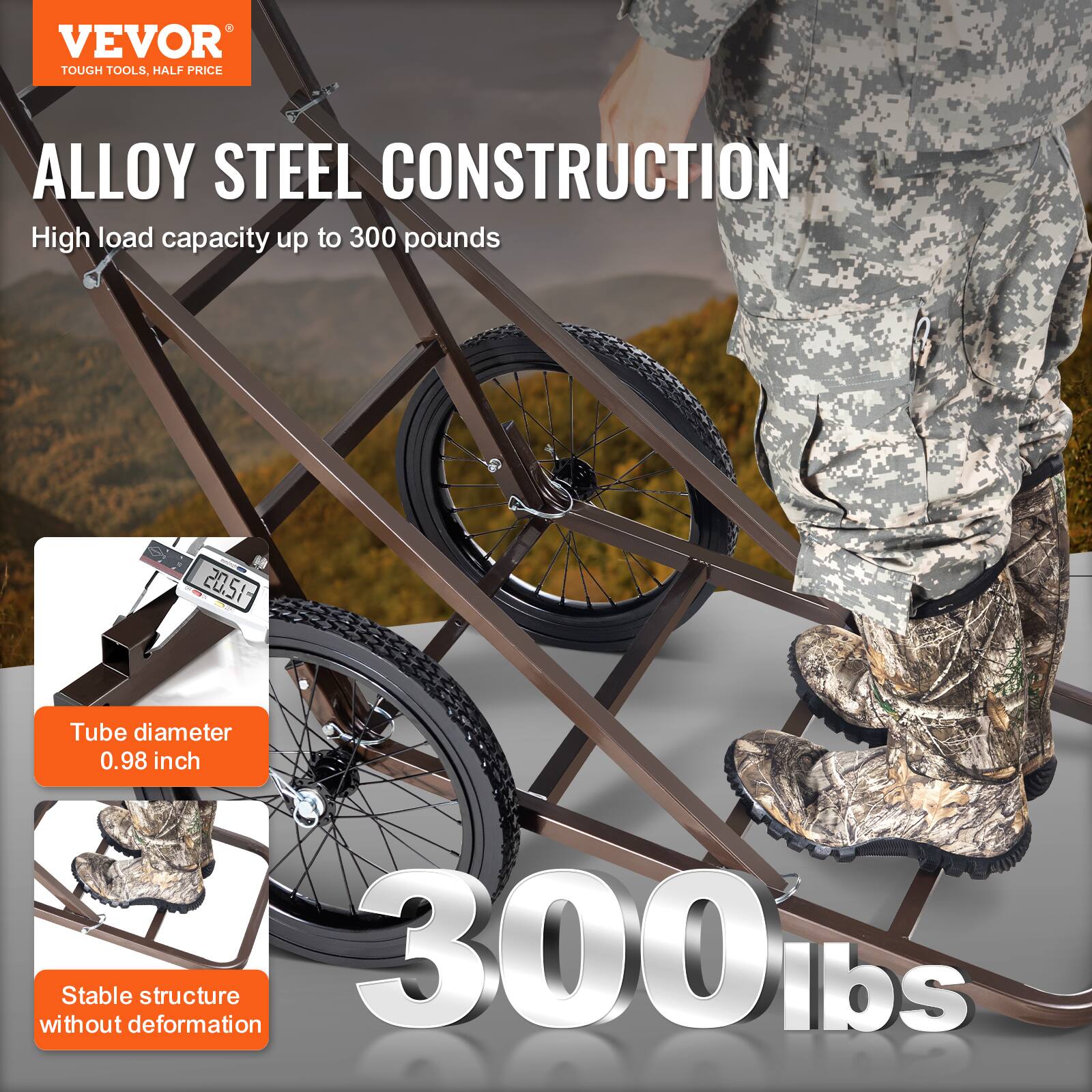 VEVOR TOUGH TOOLS, HALF PRICE

ALLOY STEEL CONSTRUCTION

High load capacity up to 300 pounds

Tube diameter 0.98 inch

Stable structure without deformation