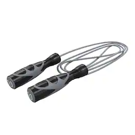 Power Systems - Elite Jump Rope (10 ft), Vinyl Training Rope for Cardio, Fitness & Skipping Exercise - Black/Gray