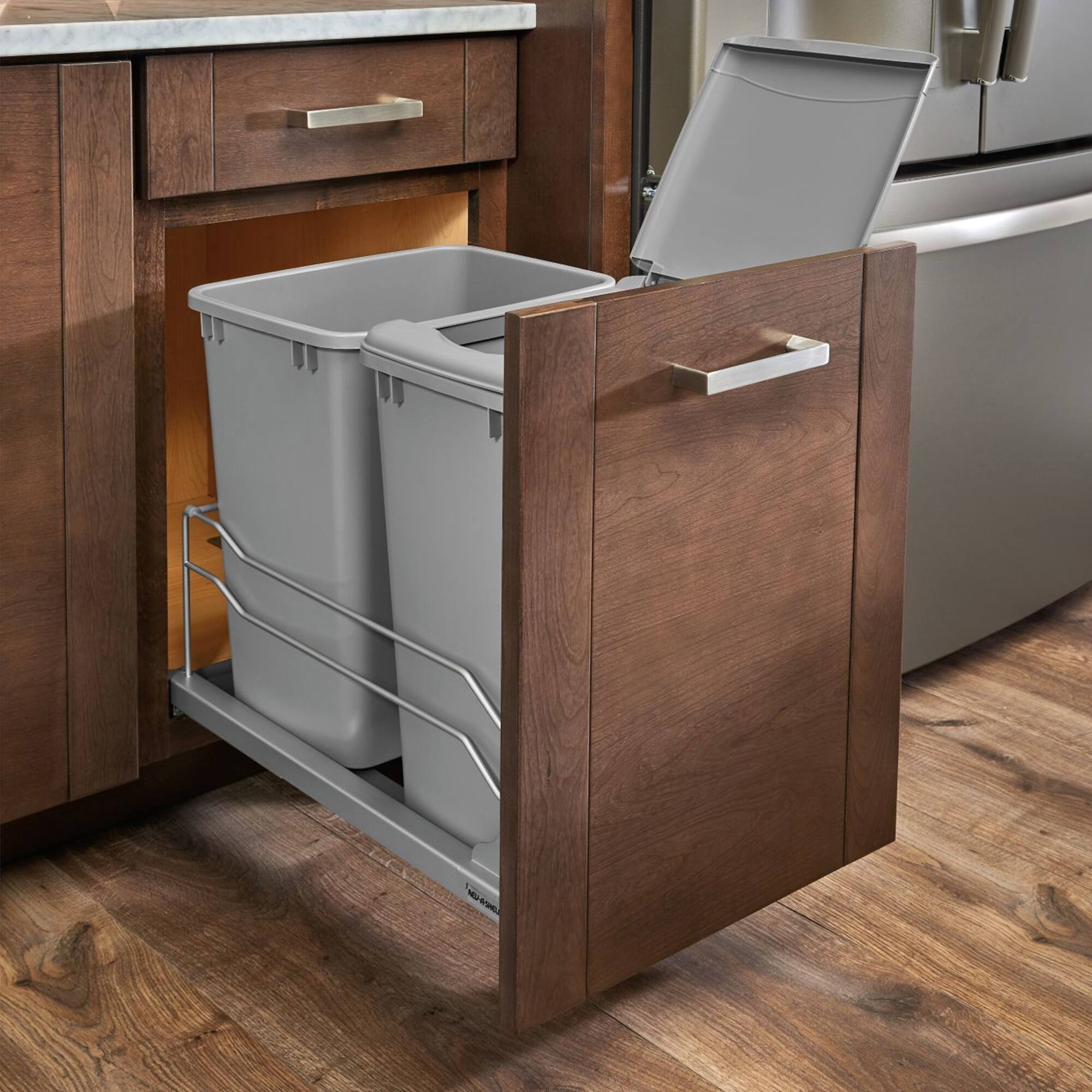 Alt View 1. Rev-A-Shelf - Rev-A-Shelf Double Pullout 35 qt. with Soft-close, 53WC-1835SCDM-217 - Silver.