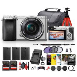 Sony - a6400 Mirrorless Camera with 16-50mm f/3.5-5.6 II Lens (Silver) - Bundle