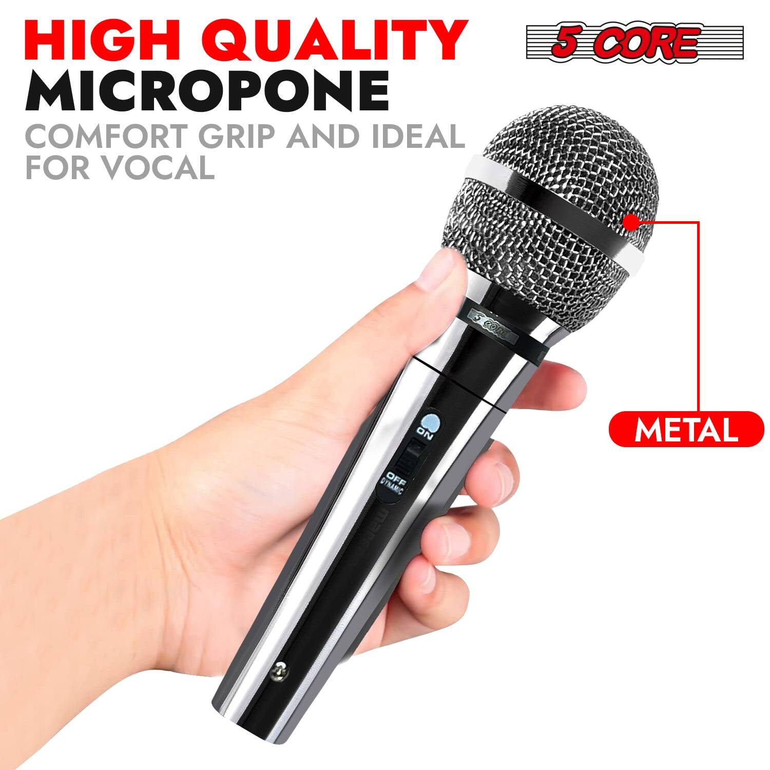 HIGH QUALITY 5 CORE MICROPHONE WITH COMFORT GRIP AND IDEAL FOR VOCAL.