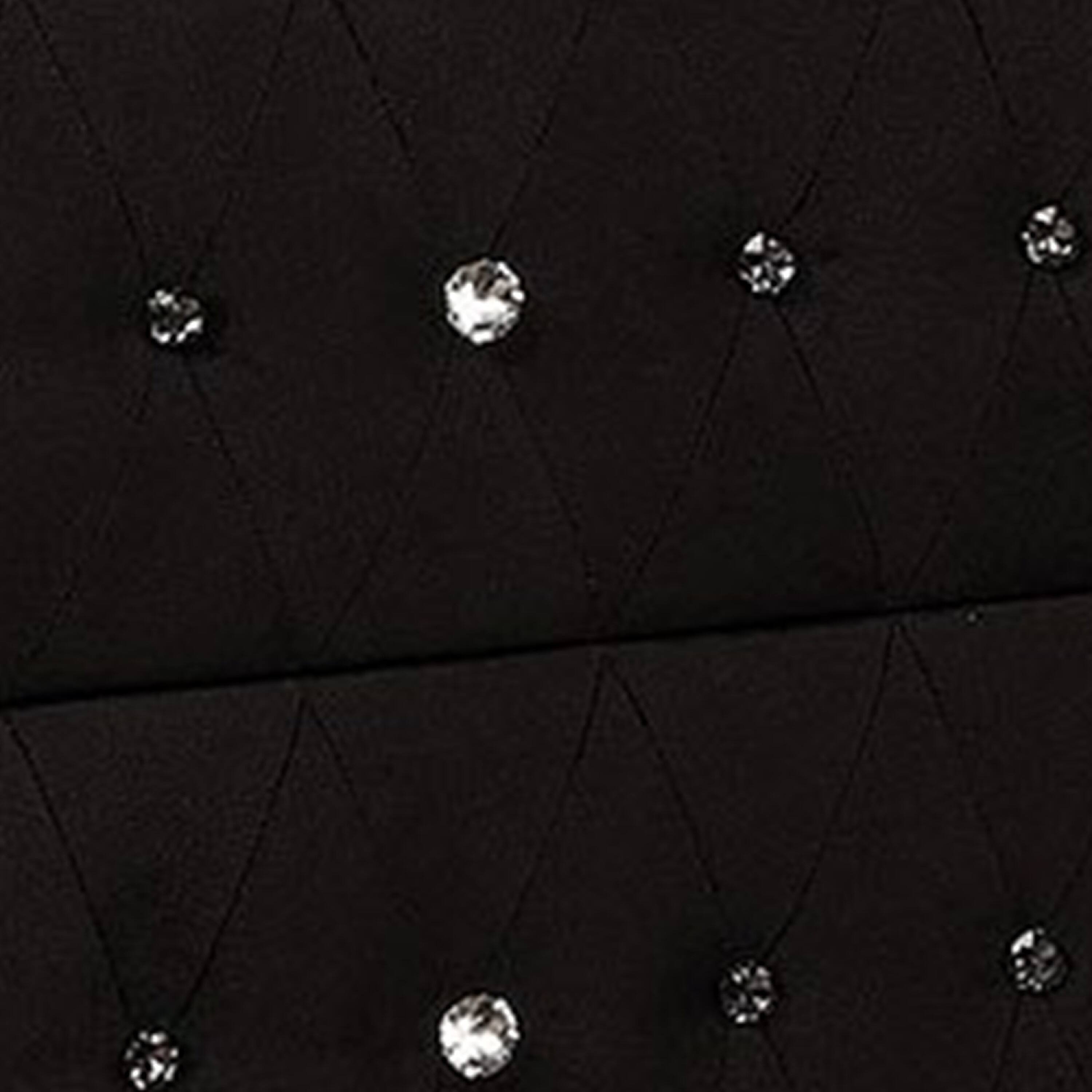 Alt View 2. Manhattan Lane - Rea Nightstand, 2 Drawers with Crystal Knobs, Black Velvet Upholstery - Black.