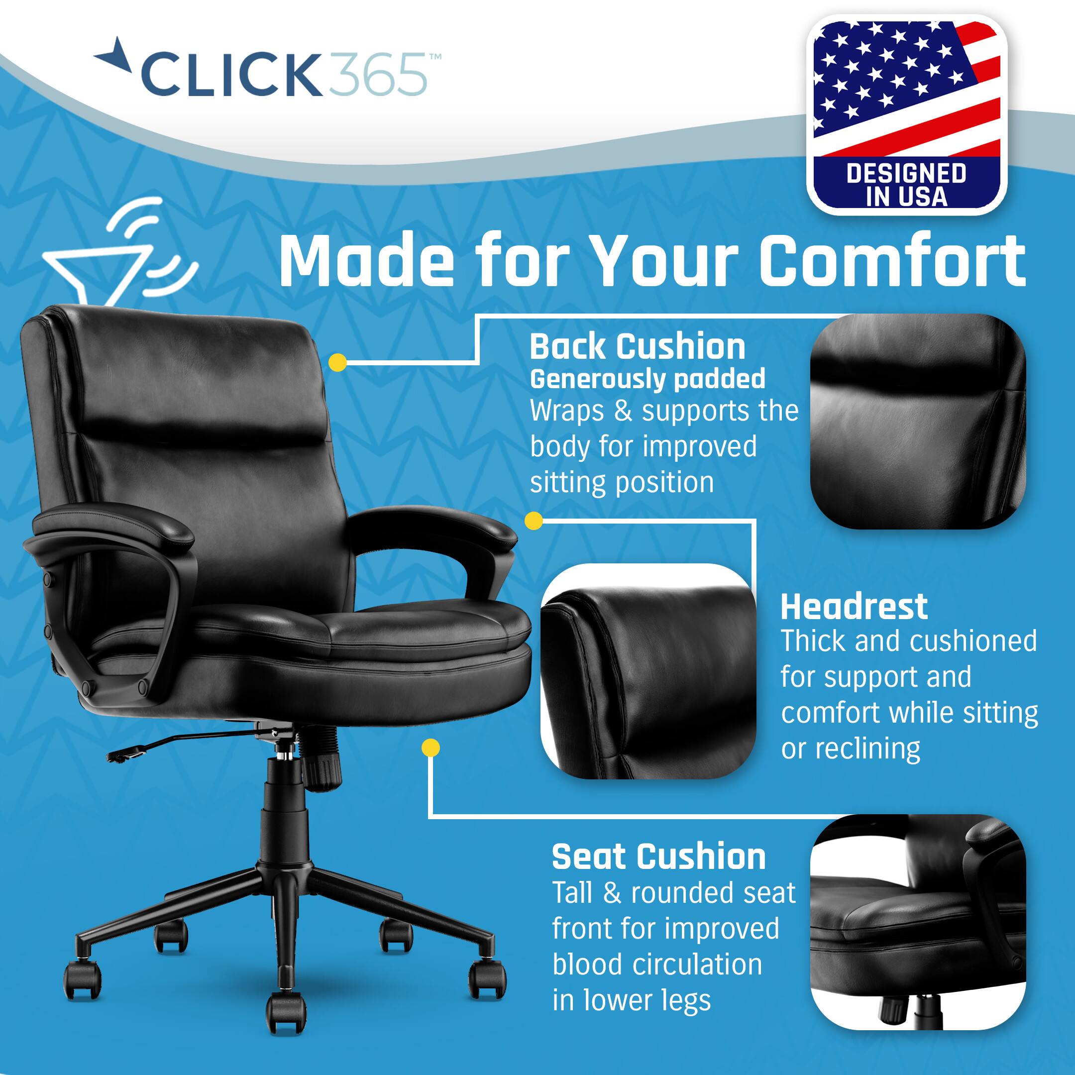 Alt View 11. Click365 - Transform 2.0 Extra Comfort Ergonomic Mid-Back Desk Chair - Black.