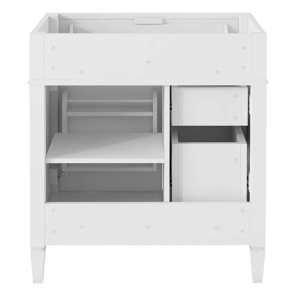 Alt View 1. Loheer - Loheer 30 inch bathroom vanity without top, white bathroom storage cabinet with 3 drawers - White.