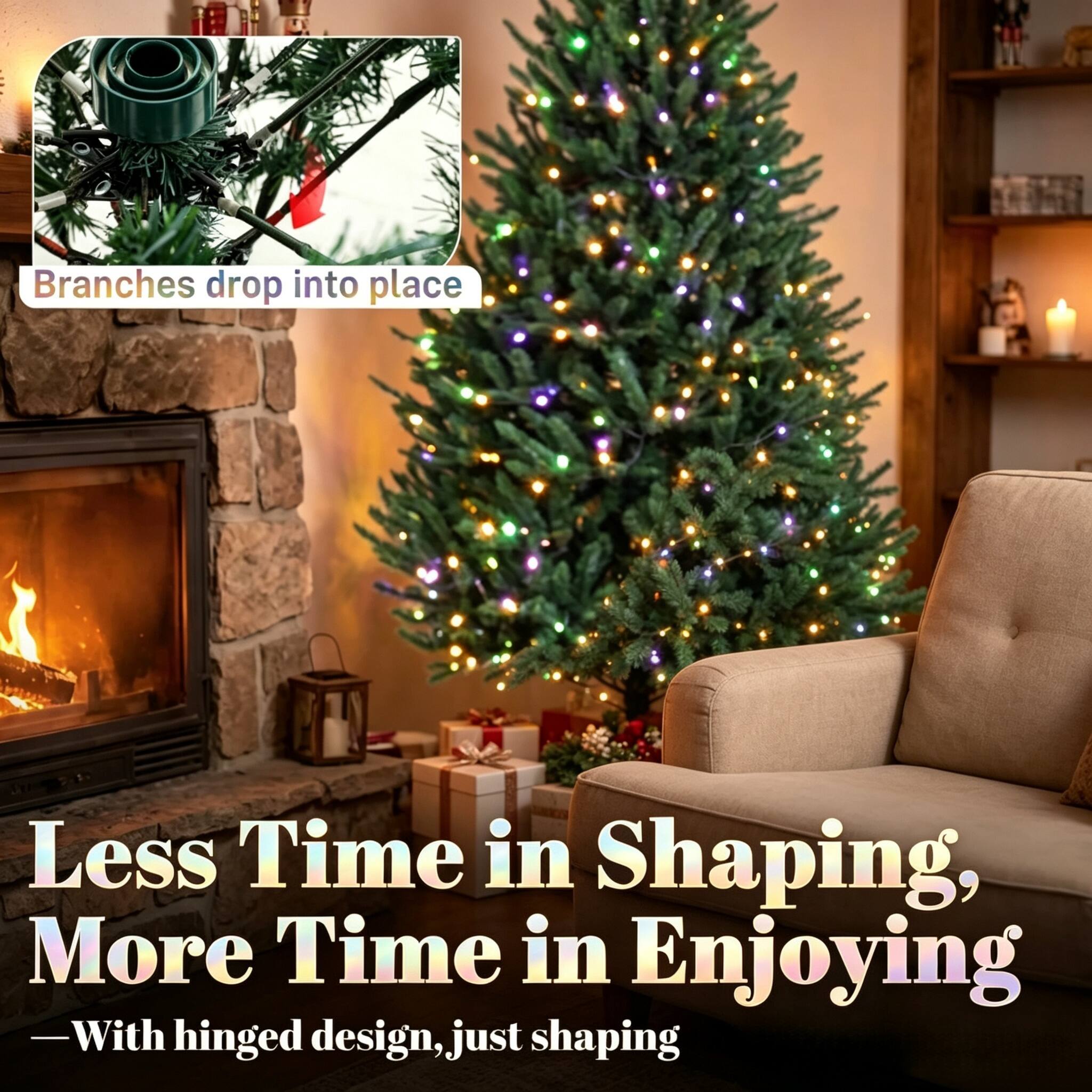 Branches drop into place

Less Time in Shaping, More Time in Enjoying  
—With hinged design, just shaping
