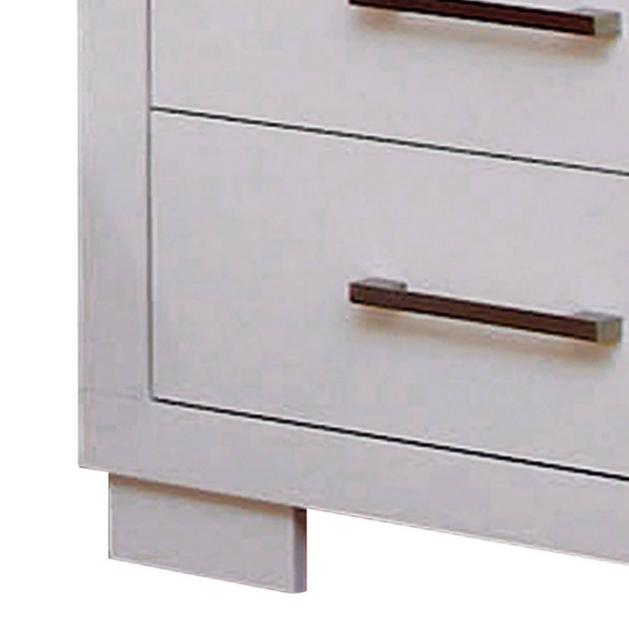 Back. Manhattan Lane - Bela 26 Inch 2 Drawer Nightstand, Felt Lined,  Handles, Crisp - White, Nickel Silver.