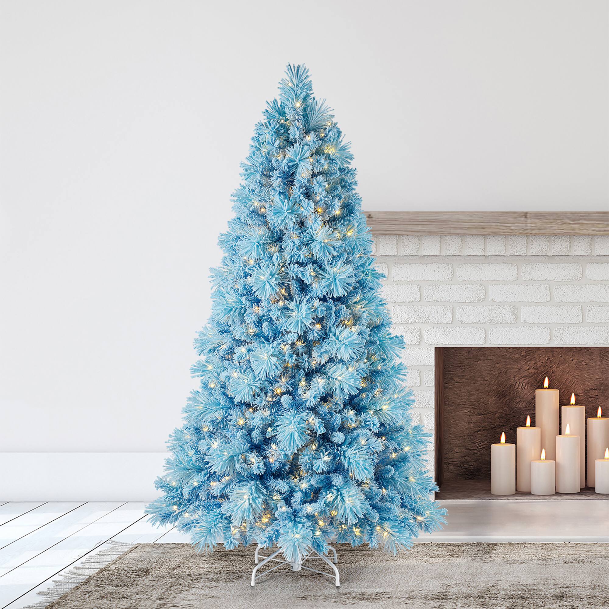 Alt View 1. Home Heritage - Home Heritage Snowdrift 6.5 Ft Pre-Lit Artificial Christmas Holiday Tree, Blue - Blue.