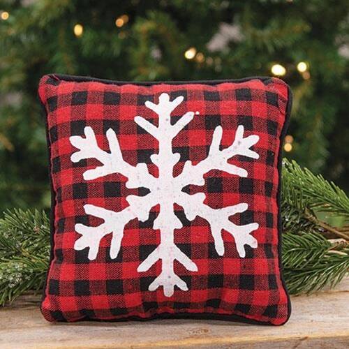 Angle. BreeBe - *Snowflake Lodge Pillow - Red.