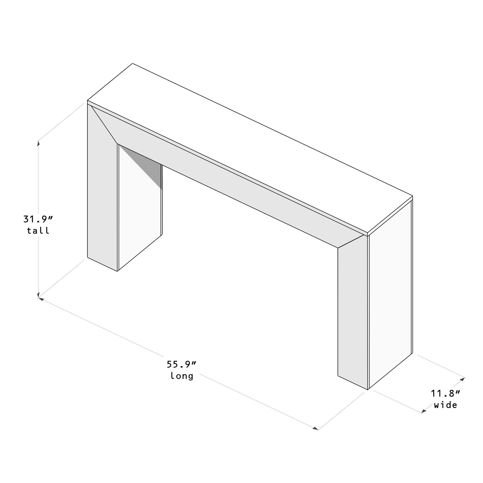 31.9" tall  
55.9" long  
11.8" wide