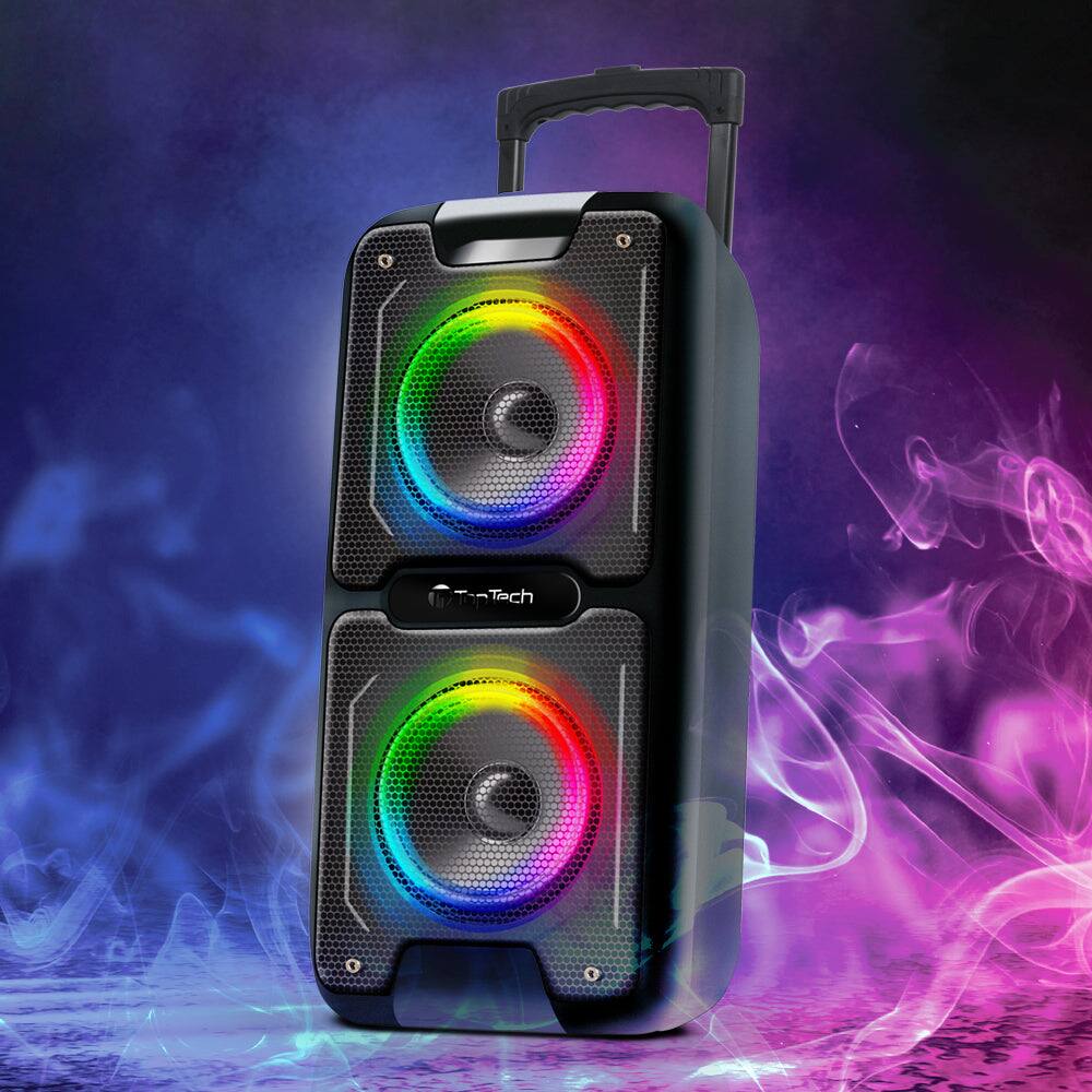 Angle. TopTech - AL-101, 2x6.5" Bluetooth Speaker with Disco Lights, Karaoke - Black.