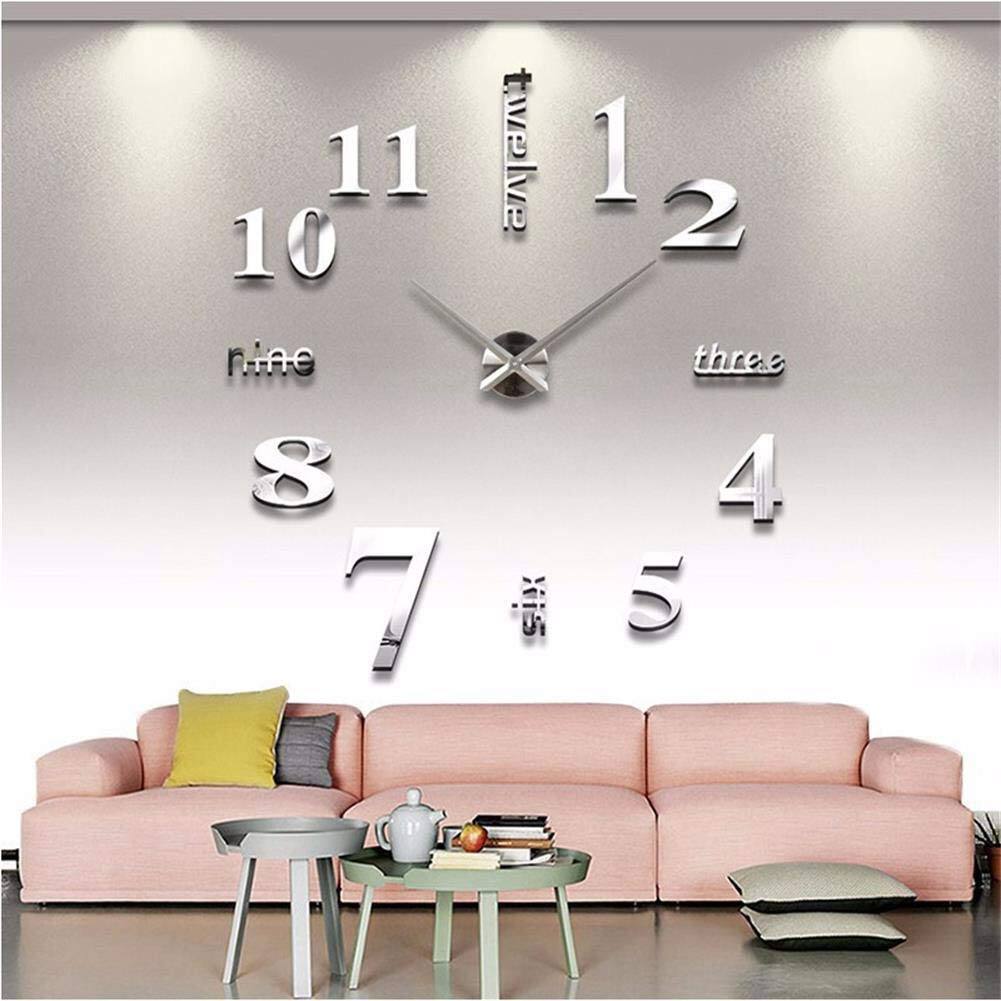Comfort Essence - Frameless 3d Diy Mirror Surface Wall Clocks Modern Design For Living Room Bedroom Home Office Hotel Coffe - Silver