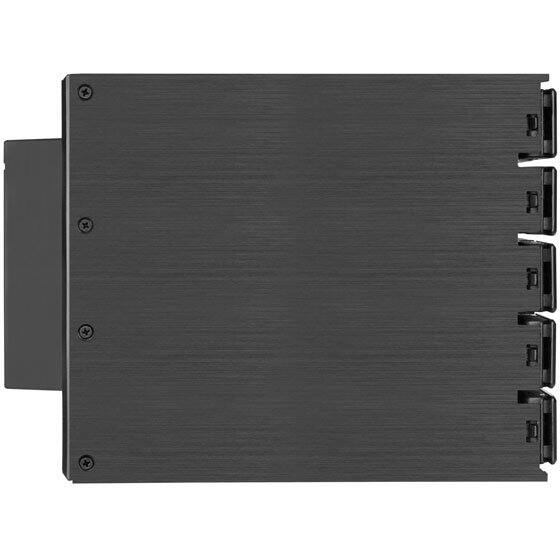 Left. SilverStone - SST-FS305-12G-X Three 5.25" device bay to five 3.5" SAS-12G / SATA-6Gbit/s trayless hot-swap cage - Black.
