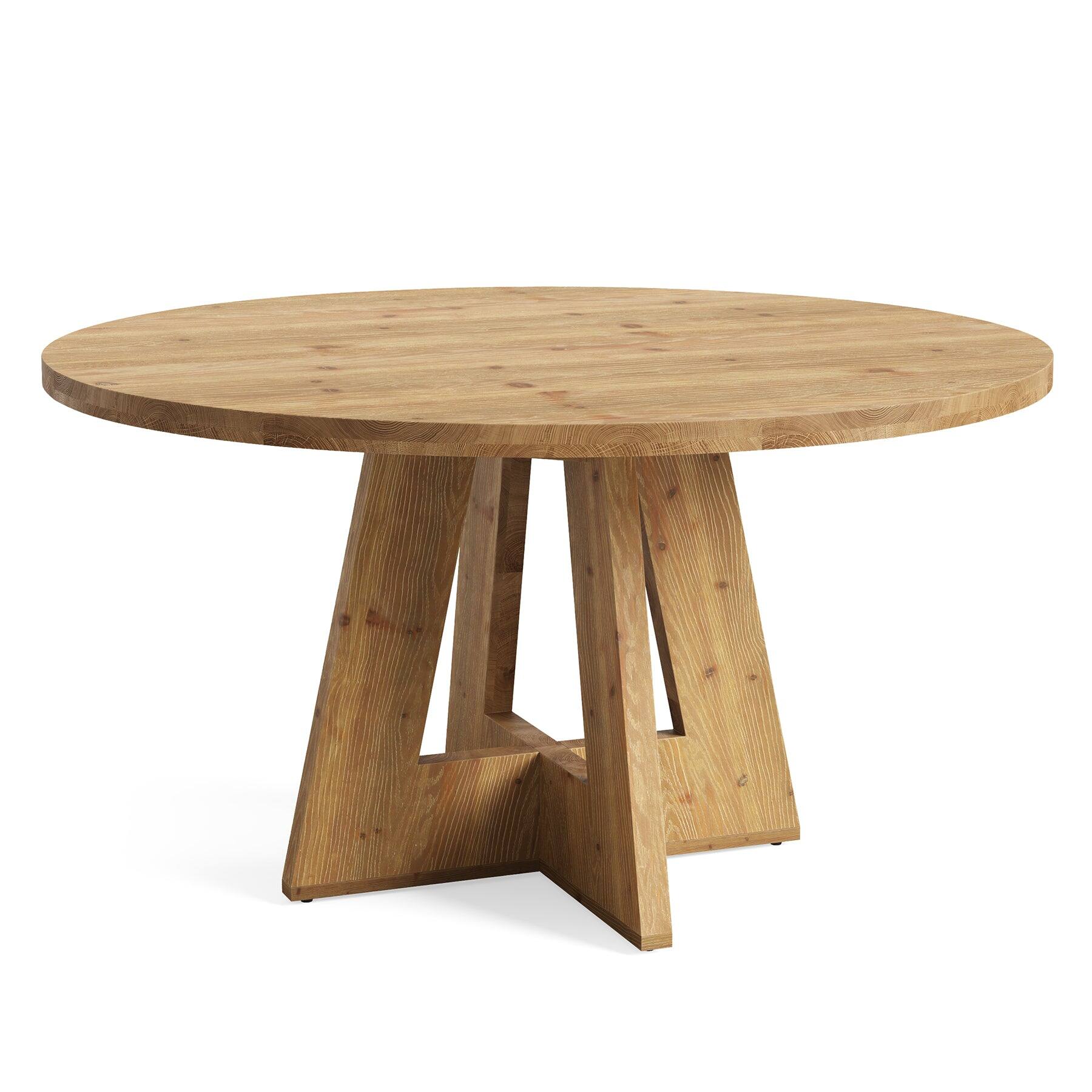 Alt View 5. Tribesigns - Farmhouse Solid Wood Dining Table with Round Top for Everyday Meals and Family Gatherings - Brown.