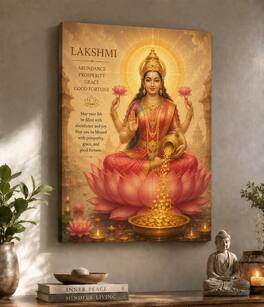 FC Design Large Lakshmi Prosperity Lotus Canvas Print 24x36" Abundance ...