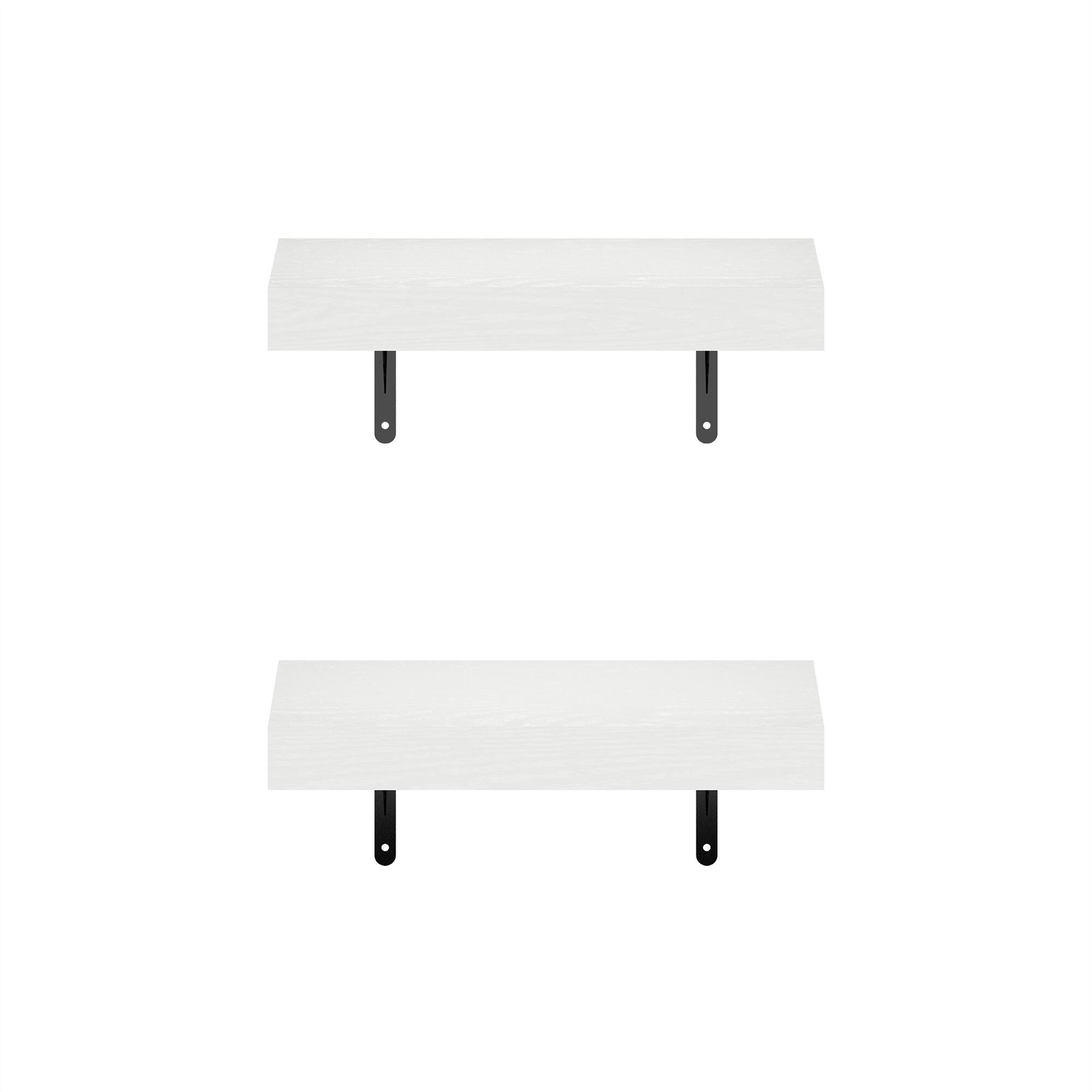 Alt View 2. Furinno - Tanna 15-Inch Wall Mounted Floating Display Shelves, Set of 2 - White Texture.