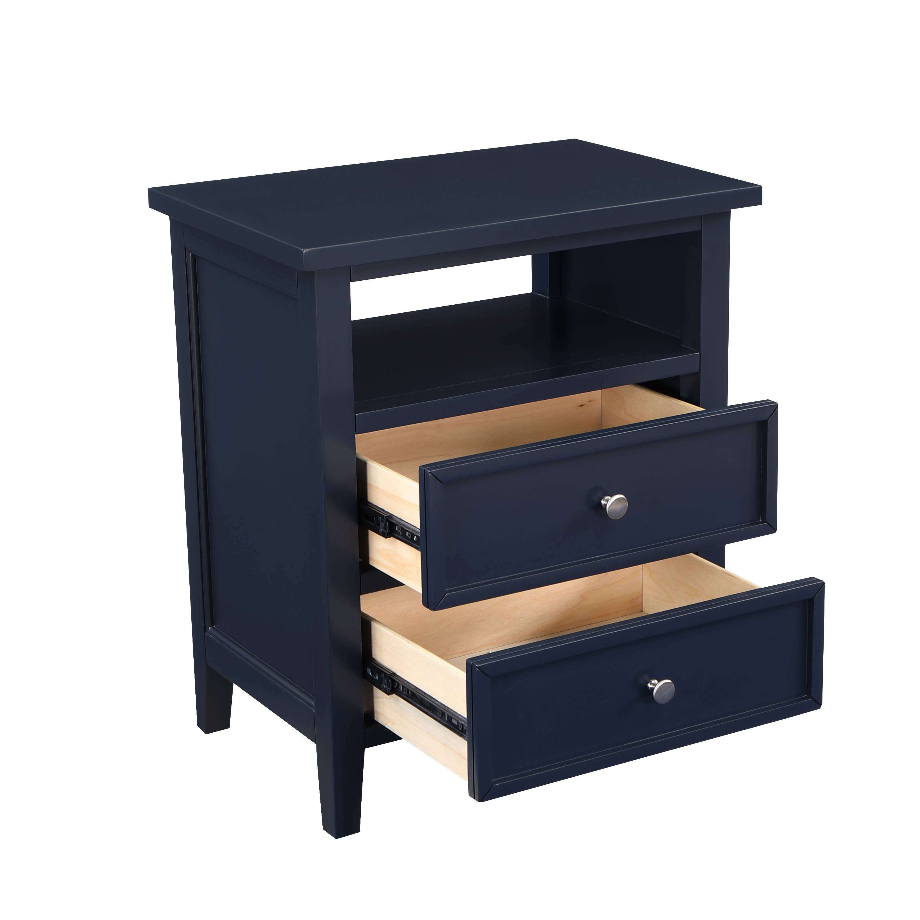 Alt View 7. Spaco - Spaco 2 Drawer Nightstand, Midnight, Storage Cabinet for Bedroom - Dark Blue.