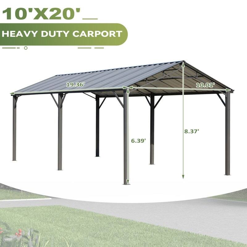 10'X20' HEAVY DUTY CARPORT  
19.36'  
10.01'  
8.37'  
6.39'