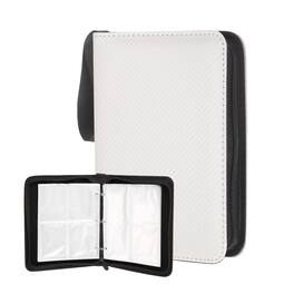 Unique Bargains - 4 Pocket Trading Card Binder, Holds 400 Top Loaders Light-Textured PU Cover with Zipper for TCG Game - Silver