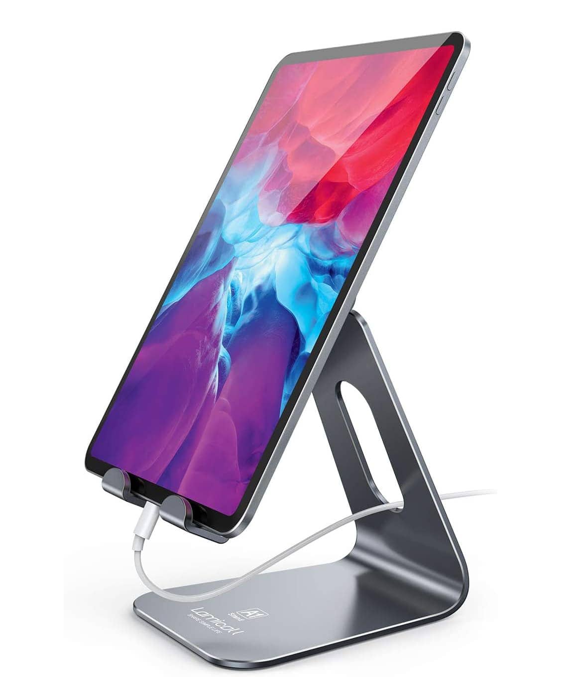 FINEAK - Multi-Angle Adjustable Tablet Stand for Desk, Universal Desktop Dock Fits 4-13" iPad, Galaxy Tab & Fire HD - Gray