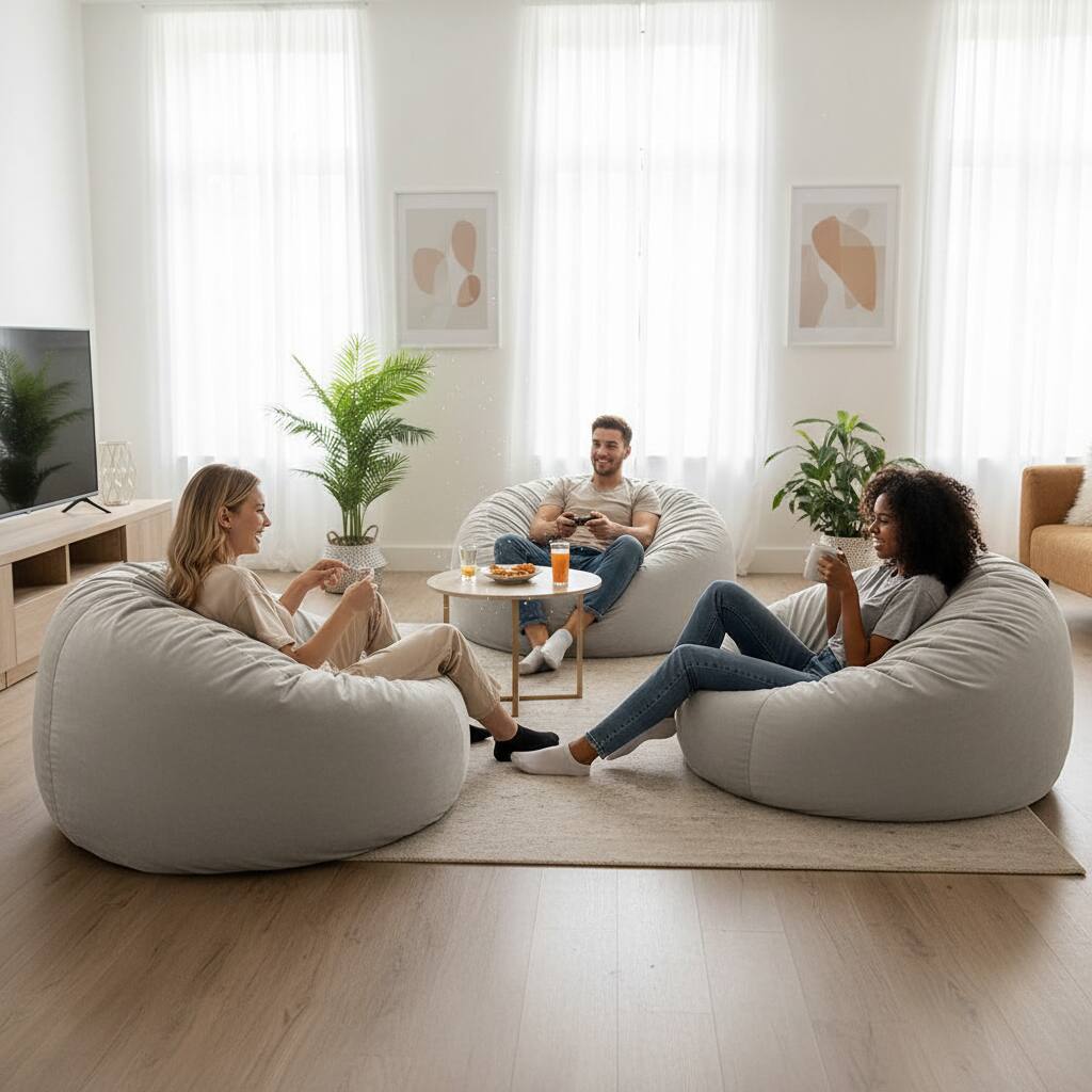 Alt View 6. AOITUN - 4ft Bean Bag Chair with Filler Included, Comfy Sofa Sack for Adults Teens, Soft Washable Cover for Dorm Bedroom - Grey.