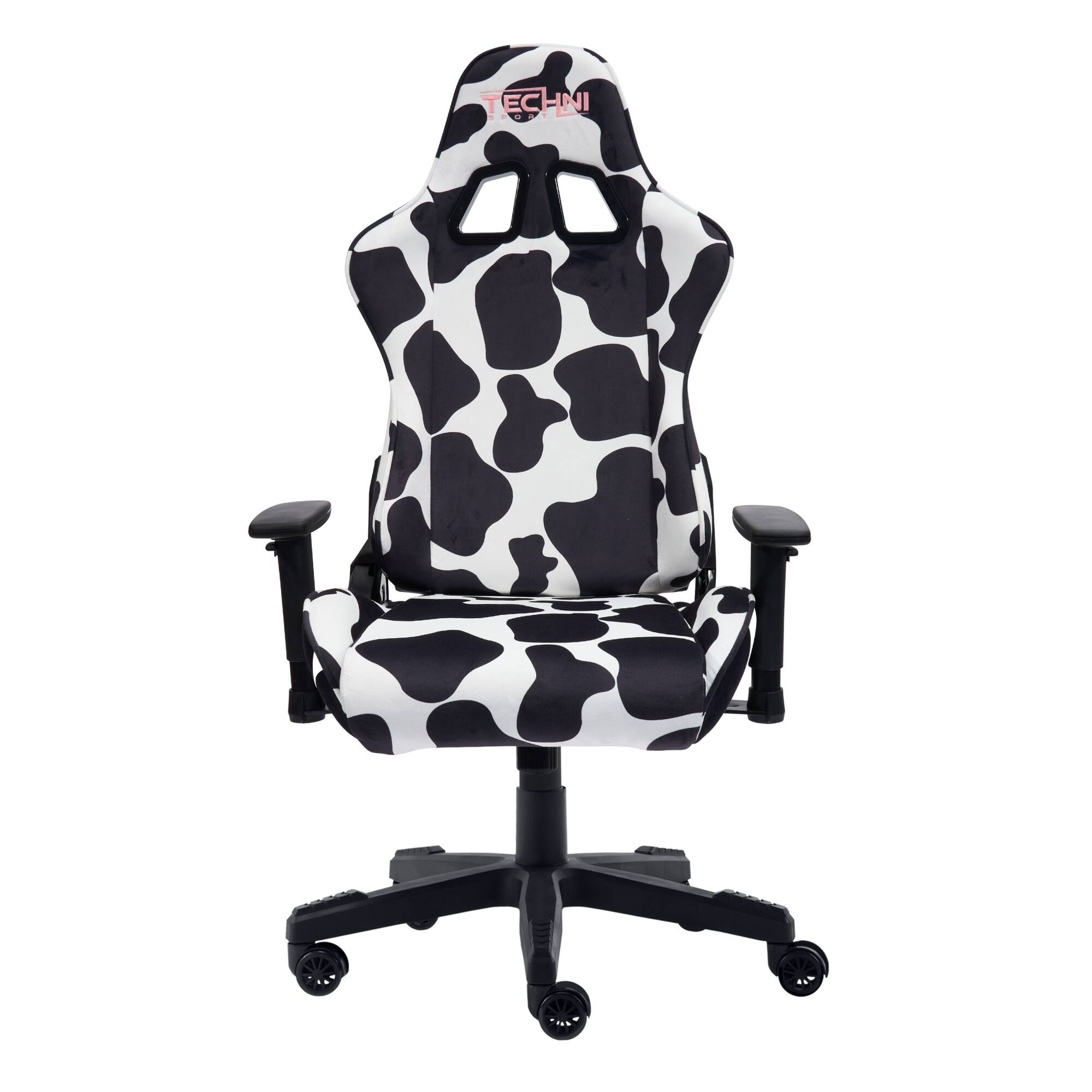 Alt View 5. GOODSILO - Unique Cow Print Gaming Chair with Plush Headrest and Lumbar Support for Ultimate Comfort - Black White.