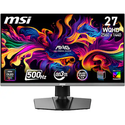 msi 27 WQHD 2560 x 1440 MAG MSI ARSENAL GAMING msi OLED GAMING QD 500 Hz 0.03 ms GTG OLED CARE 2.0 VESA CERTIFIED DisplayHDR msi