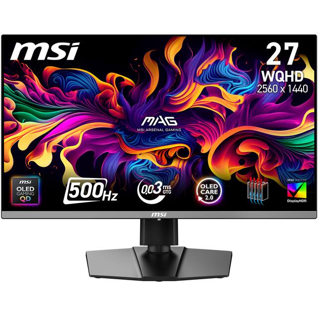 MSI - MAG 272QP QD-OLED X50 27" QHD 500Hz 0.03ms Gaming Monitor with G-SYNC FreeSync Premium Pro and TB 400 (HDMI, DP) - Black