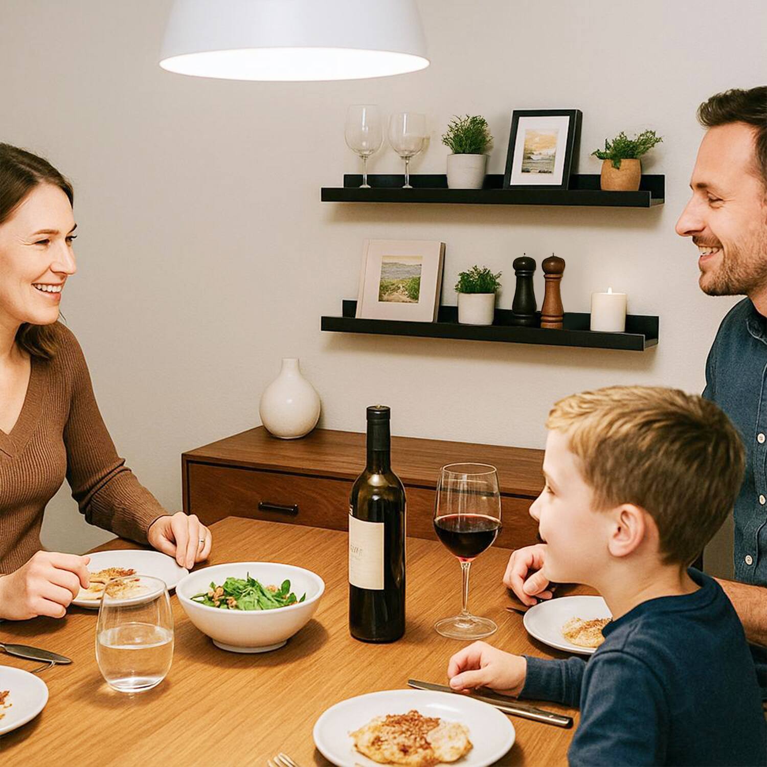 Alt View 3. BOMEDA - 2 Pack 24 in Floating Picture Ledge Shelves, Modern Wood Wall Shelf for Photos, Books, Room Decor for Living Room - Black.